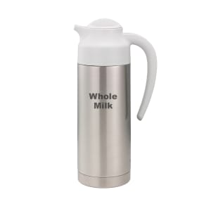 482-S2SN100WHOLETWHT 1 liter Vacuum Creamer Carafe w/ Screw On Lid & Stainless Liner - Brushed Stainless
