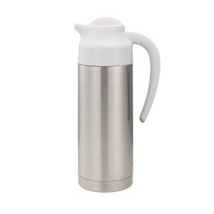 482-S2SN100WHT 1 liter Vacuum Creamer Carafe w/ Screw On Lid & Stainless Liner - Brushed Stainless