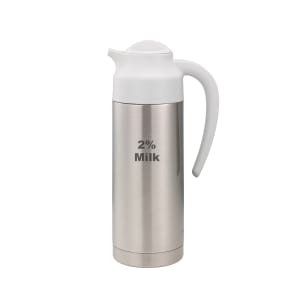 482-S2SN1002PCTETWHT 1 liter Vacuum Creamer Carafe w/ Screw On Lid & Stainless Liner - Brushed Stainless