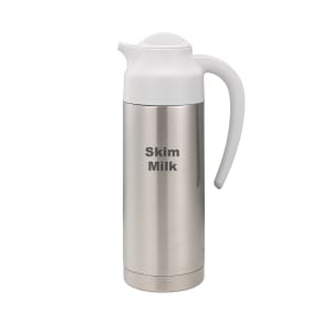 482-S2SN100SMETWHT 1 liter Vacuum Creamer Carafe w/ Screw On Lid & Stainless Liner - Brushed Stainless