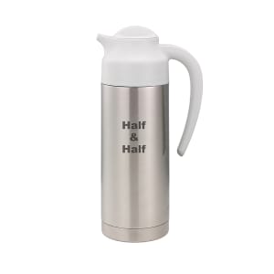 482-S2SN100HHETWHT 1 liter Vacuum Creamer Carafe w/ Screw On Lid & Stainless Liner - Brushed Stainless
