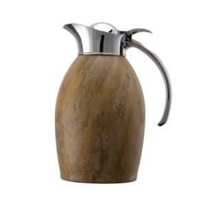 482-NIC10BSMB 1 liter Vacuum Carafe w/ Flip Top Lid & Stainless Liner - Travertine Marble