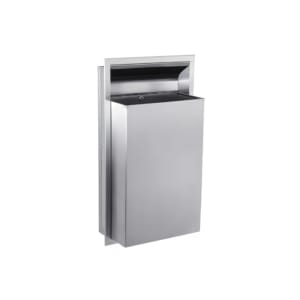 948-WR6 12 Gallon Recessed Bathroom Trash Can, Satin Stainless