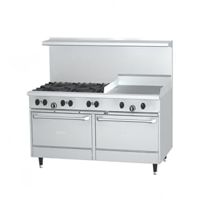 451-X606G24RRLP 60" 6 Burner Sunfire Gas Range w/ Griddle & (2) Standard Ovens, Liquid Propane