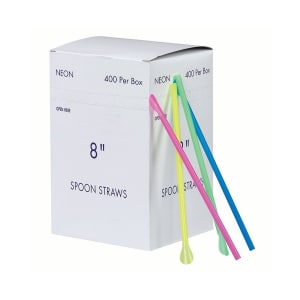 231-1120M 8" Neon Plastic Disposable Spoon Straws