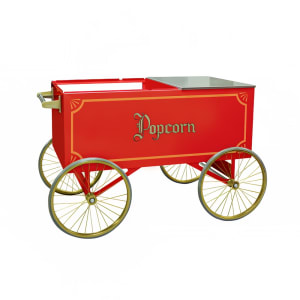 231-2012 Popcorn Wagon w/ Stainless Countertop & 4 Spoke Wheels, Red, 64x34"