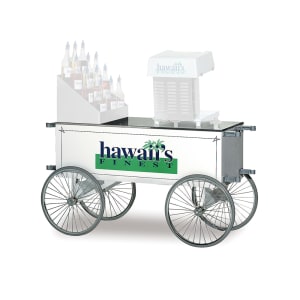 231-2129HF Food Cart for Shaved Ice w/ Graphics, 57"L x 26"W x 31 1/2"H, White