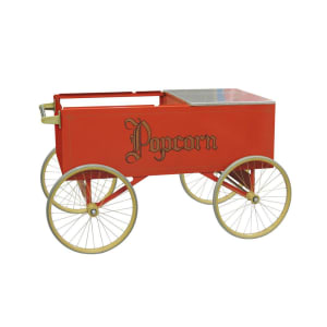 231-2129 Gay 90 Red Popcorn Wagon w/ (4) 20" Wheels, Stainless, White