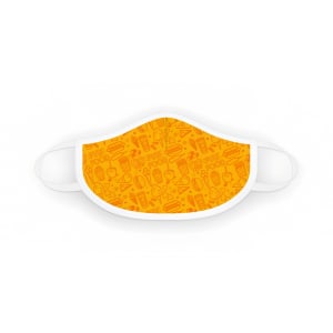 231-6666 Adult Face Mask w/ Elastic Ear Loops - Poly/Cotton, Orange & Yellow Fun Foods