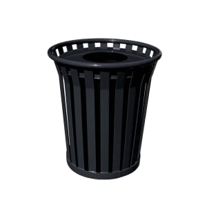 125-WC3600FTBK 36 Gallon Outdoor Trash Can w/ Flat Top Lid & Anchor Kit, Black
