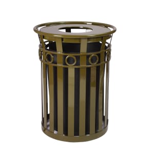 125-M3600RFTBN 40 Gallon Outdoor Flat Bar Trash Can w/ Flat Top Lid, Brown