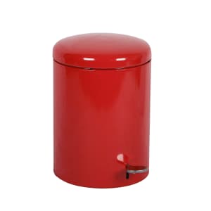 125-2240RD 4 gal Round Metal Step Trash Can, 11 1/2" dia x 16"H, Red