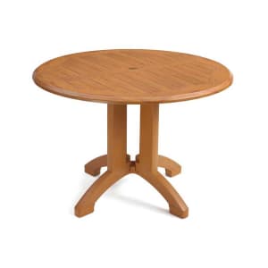 838-UT380008 42" Round Atlanta Outdoor Table w/ Umbrella Hole - Melamine, Teakwood