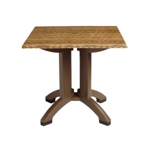 838-UT375018 36" Square Atlanta Outdoor Table w/ Umbrella Hole - Melamine, Wicker