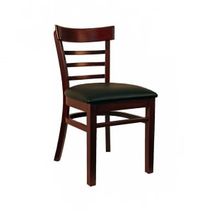 464-8676DMBKV Dining Chair w/ Ladder Back & Black Vinyl Seat - Dark Mahogany Frame