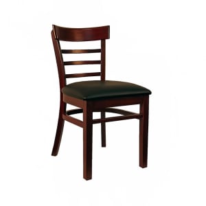 464-8676DWBKV Dining Chair w/ Ladder Back & Black Vinyl Seat - Dark Walnut Frame