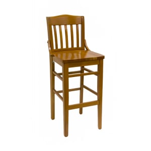 464-8235BWCSWS Bar Stool w/ Vertical Back & Solid Wood Seat, Wild Cherry