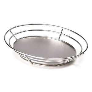 284-484855 Oval Wire Basket - 12 1/2" x 9 1/4", Stainless Steel