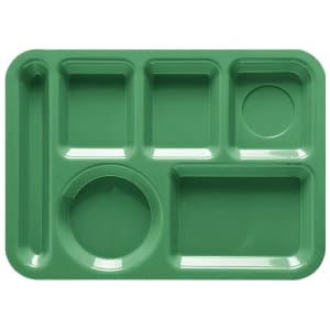 284-TL152FG Plastic Rectangular Tray w/ (6) Compartments, 14" x 10", Rainforest Green
