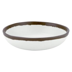 284-B300CRM 16 oz Round Melamine Soup/Salad/Pasta Bowl, Cream w/ Brown Trim