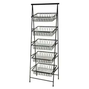 284-IR951TBK 5 Tier Tilted Pane Stand - 23 1/2"W x 14"D x 64"H, Metal, Black