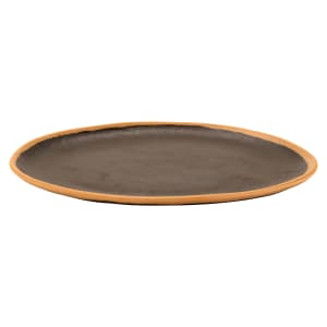 284-P129BR 11 3/4"  x 9 1/4" Oval Pottery Market Platter - Melamine, Brown w/ Clay Trim