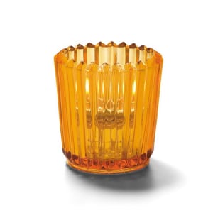 461-5228A Ribbed Tealight Lamp, 2 1/2" x 2 1/2", Glass, Amber