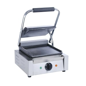 122-PGSS9 Single Commercial Panini Press w/ Cast Iron Smooth Plates, 120v