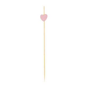 229-11205 4 1/2" Bamboo Heart Pick, Pink