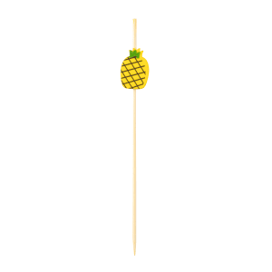 229-11201 4 1/2" Bamboo Pineapple Pick, Yellow
