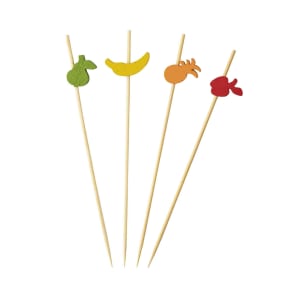 229-11204 4 1/2" Bamboo Fruit Pick, Assorted Colors
