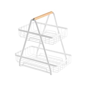 229-11784 2 Tier Display Basket - 11 7/8" x 9 1/8", Steel, White