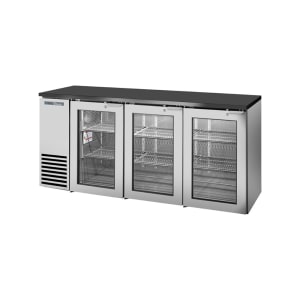 598-TBB24GAL72GS 72 1/8" Bar Refrigerator - 3 Swinging Glass Doors, Stainless, 115v