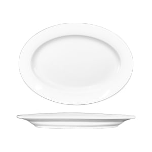 129-BL12 10 1/2" x 7 1/2" Oval Bristol™ Platter - Porcelain, Bright White