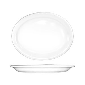 129-BR12 9 3/4" x 7 5/8" Oval Brighton™ Platter - Porcelain, European White