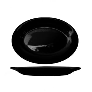 129-CA14B 12 1/2" x 9" Oval Cancun™ Platter - Ceramic, Black