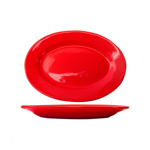 129-CA14CR 12 1/2" x 9" Oval Cancun™ Platter - Ceramic, Crimson Red
