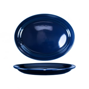 129-CAN14CB 13 1/4" x 10 3/8" Oval Cancun™ Platter - Ceramic, Cobalt Blue