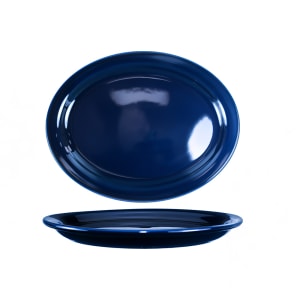 129-CAN12CB 9 3/4" x 7 1/2" Oval Cancun™ Platter - Ceramic, Cobalt Blue