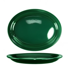 129-CAN13G 11 1/2" x 9 1/4" Oval Cancun™ Platter - Ceramic, Green