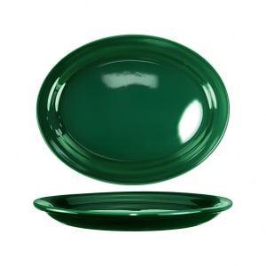 129-CAN14G 13 1/4" x 10 3/8" Oval Cancun™ Platter - Ceramic, Green