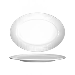 129-DR51 14 1/8" x 9 7/8" Oval Dresden™ Platter - Porcelain, Bright White