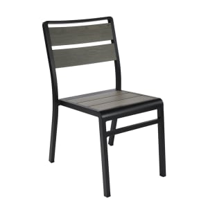 185-1020400 Sid Indoor/Outdoor Stackable Side Chair - Gray Aluminum w/ Aluminum Black Frame