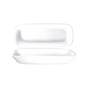 129-QP114 10 1/4" x 4 1/8" Rectangular Quad™ Dish - Porcelain, European White