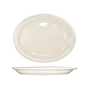 129-VA1412PC 13 1/4" x 10 3/8" Oval Valencia™ Platter - Ceramic, American White