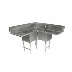 416-3BCS1842D18 59" 3 Compartment Sink w/ 18"L x 18"W Bowl, 14" Deep