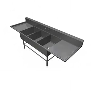 416-3PB182D18 93 1/4" 3 Compartment Sink w/ 18"L x 18"W Bowl, 12" Deep
