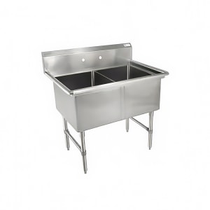 416-2B244 53" 2 Compartment Sink w/ 24"L x 24"W Bowl, 14" Deep