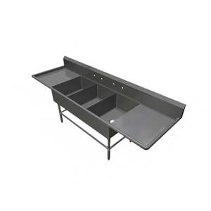 416-3PB16182D24 99 1/4" 3 Compartment Sink w/ 16"L x 18"W Bowl, 12" Deep