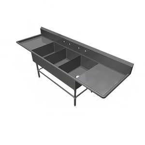416-3PB16182D18 87 1/4" 3 Compartment Sink w/ 16"L x 18"W Bowl, 12" Deep